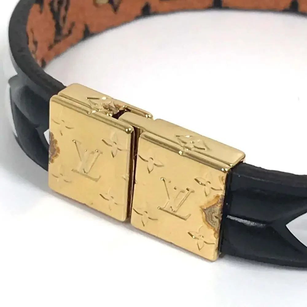 LOUIS VUITTON Black Monogram Canvas Charm Bracelet